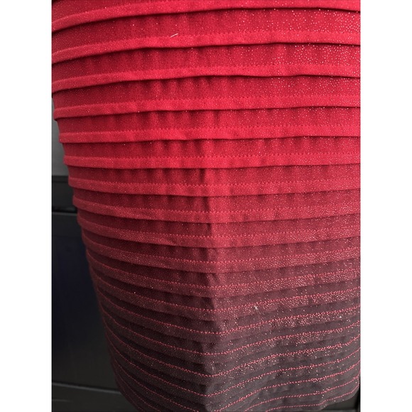 R&M Richards 12P Red Sleeveless Glitter Blouson Dress Ruffle Hem Open Back - Picture 5 of 16